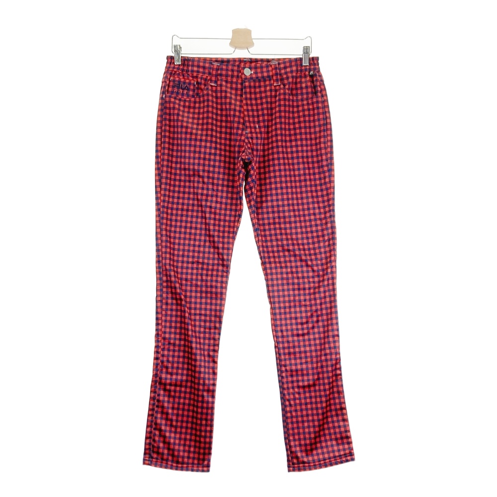FILA GOLF フィラゴルフ 裏フリース パンツ チェック柄 オレンジ系 M 【中古】ゴルフウェア メンズ