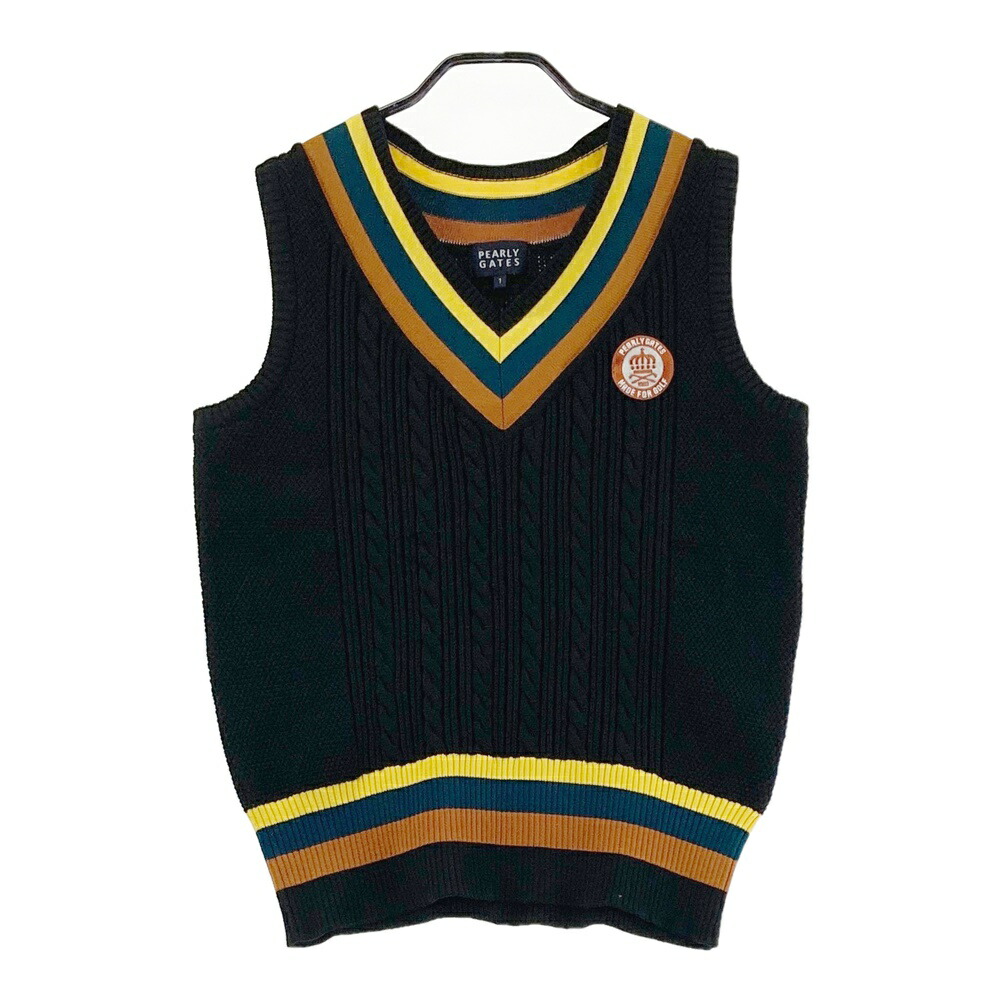 PEARLY GATES パーリーゲイツ ニットベスト ブラック系 1 【中古】ゴルフウェア メンズ