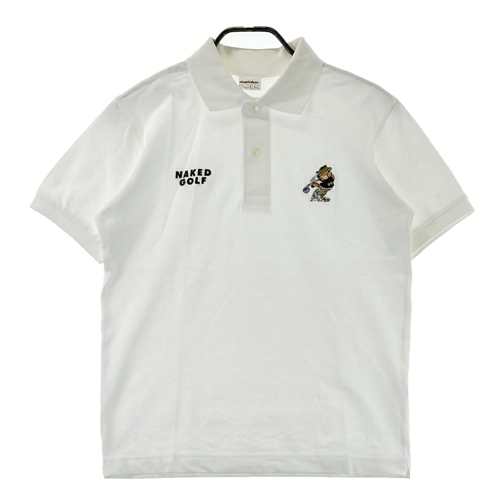 NAKED GOLF ネイキッドゴルフ ×Garfield 半袖ポロシャツ ホワイト系 M 【中古】ゴルフウェア メンズ