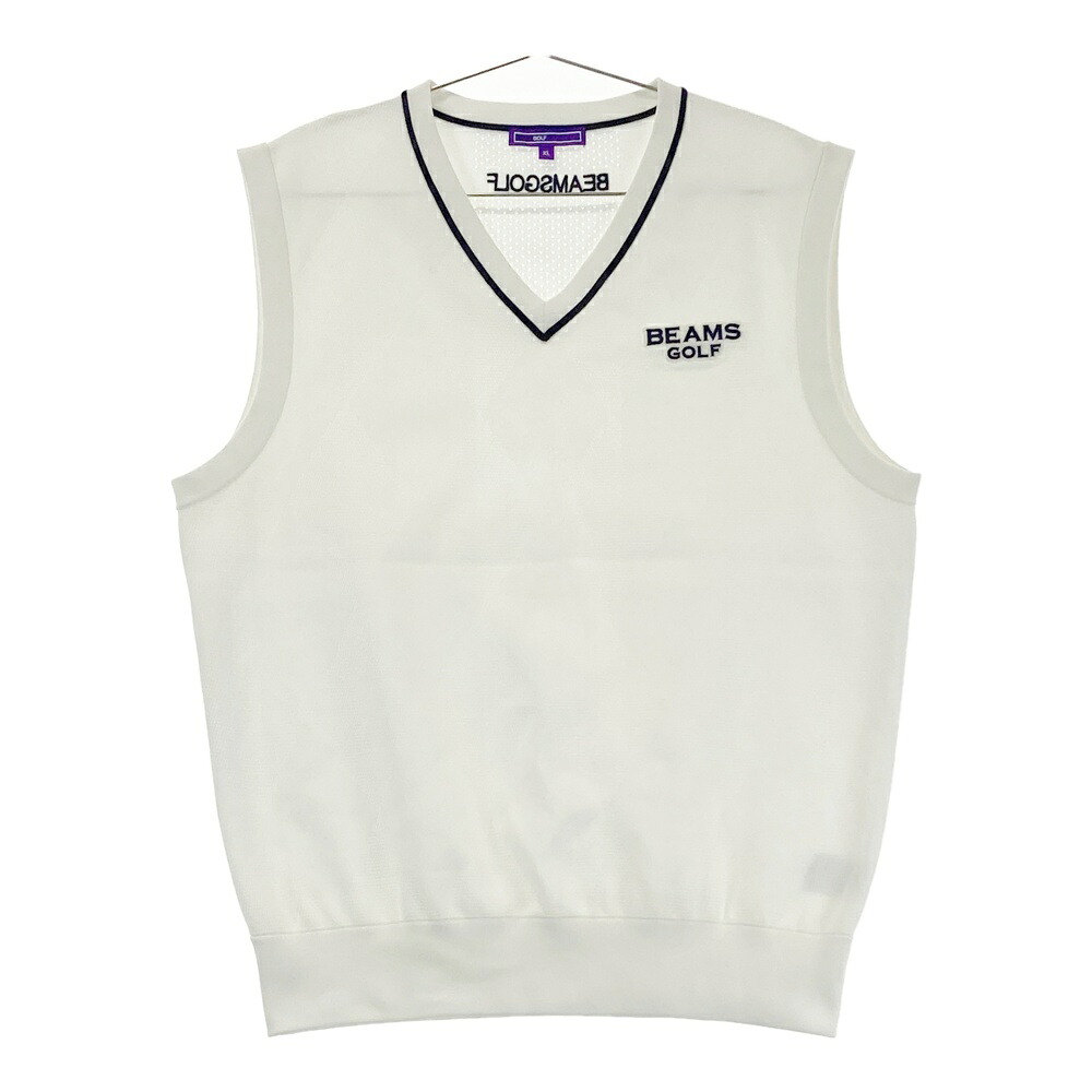 BEAMS GOLF ビームスゴルフ 2024年モデル ニットベスト ダイヤチャック柄 ホワイト系 XL 【中古】ゴルフウェア メンズ|中古ゴルフウェア通販STST