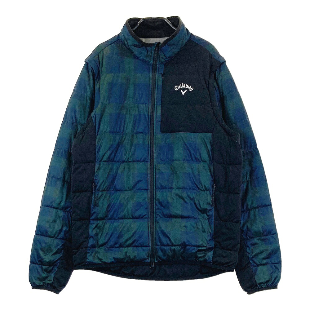 CALLAWAY キャロウェイ 2WAY 中綿ジャケット タータンチェック柄 グリーン系 LL 【中古】ゴルフウェア メンズ｜中古ゴルフウェア通販STST