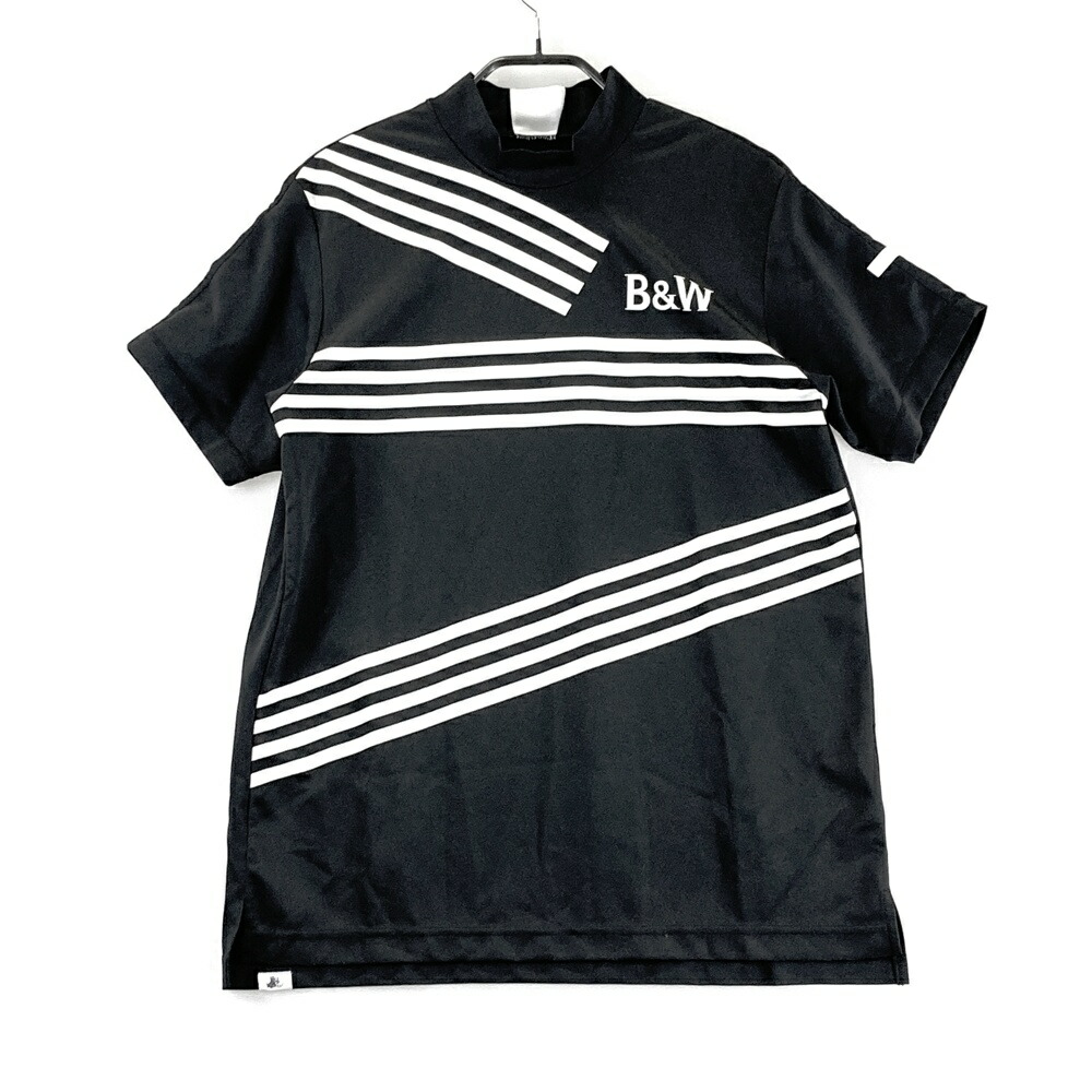 BLACK&WHITE ブラックアンドホワイト ハイネック半袖Tシャツ ブラック系 M 【中古】ゴルフウェア メンズ