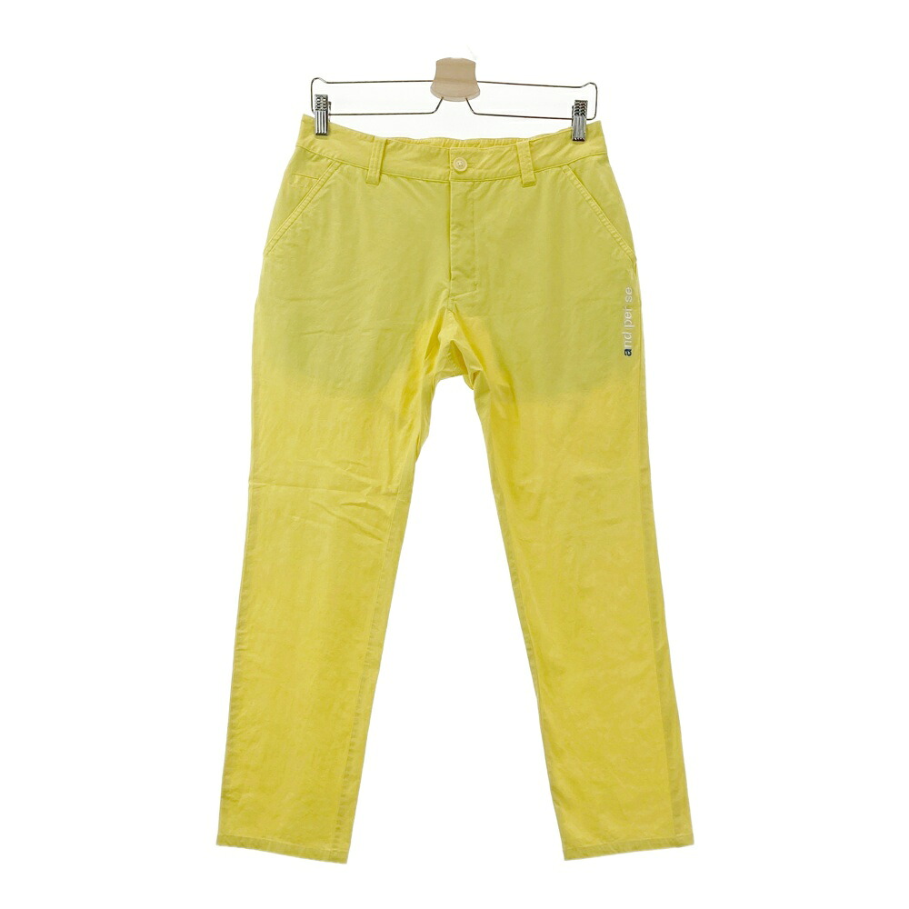 AND PER SE アンパスィ ストレッチパンツ イエロー系 L 【中古】ゴルフウェア メンズ