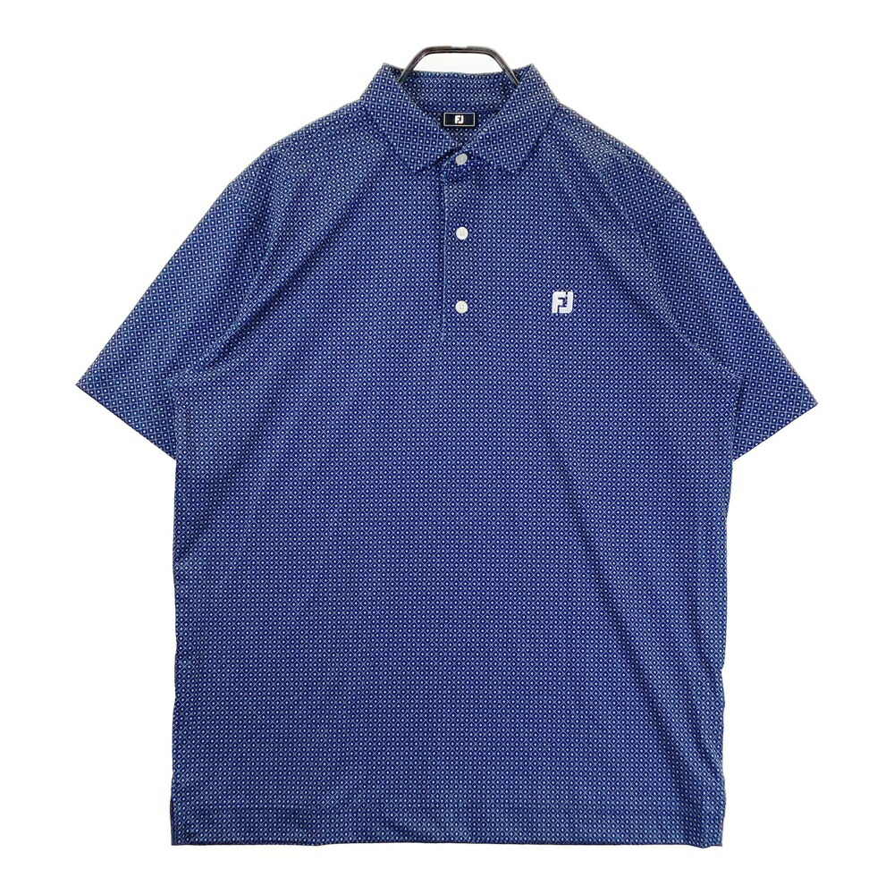 FOOT JOY フットジョイ 2024年モデル 半袖ポロシャツ 総柄 ネイビー系 2XL 【中古】ゴルフウェア メンズ