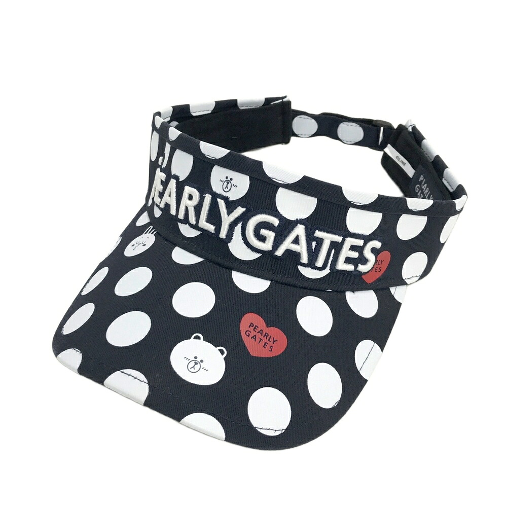 PEARLY GATES パーリーゲイツ LINE サンバイザー ドット ネイビー系 FR 【中古】ゴルフウェア