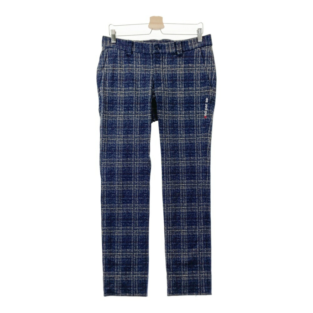 AND PER SE アンパスィ 裏起毛 ストレッチパンツ チェック柄 ネイビー系 82 【中古】ゴルフウェア メンズ