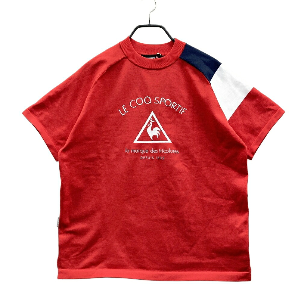 LE COQ GOLF ルコックゴルフ 半袖ニット セーター レッド系 LL 【中古】ゴルフウェア メンズ