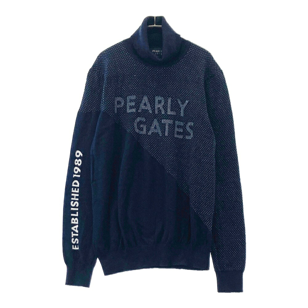 PEARLY GATES パーリーゲイツ 2024年 タートル ニット セーター ネイビー系 4 【中古】ゴルフウェア メンズ｜中古ゴルフウェア通販STST