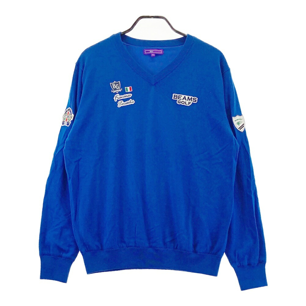 BEAMS GOLF ビームスゴルフ 裏地付 ニットセーター ウール ネイビー系 XL 【中古】ゴルフウェア メンズ