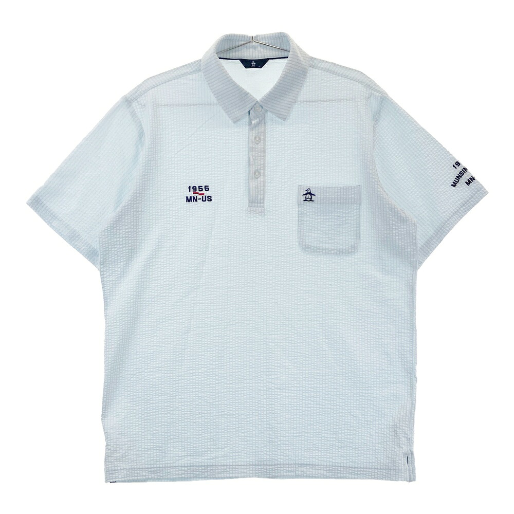 MUNSING WEAR マンシングウェア 2024年モデル 半袖ポロシャツ シアサッカー ブルー系 LL 【中古】ゴルフウェア メンズ 7,022円
