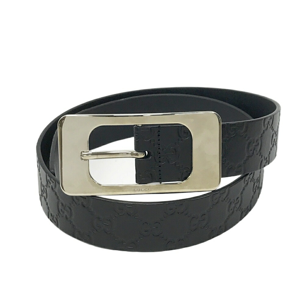 GUCCI グッチ 201776・212956・95・38 なめし革胴締め GGロゴタイプ 黒いこと系  【中古】メンズ