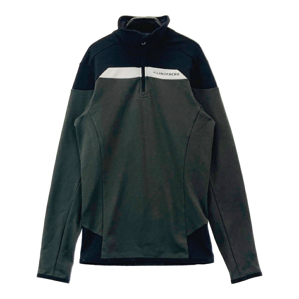 J.LINDEBERG ジェイリンドバーグ 裏起毛 ハーフジップ 長袖Tシャツ カーキ系 S 【中古】ゴルフウェア メンズ