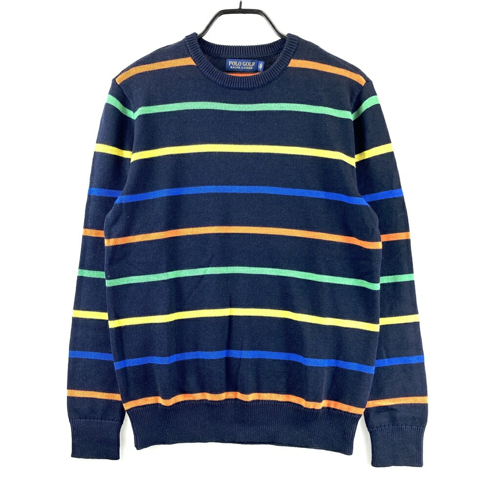 POLOGOLF ラルフローレン ポロゴルフ ニット セーター ボーダー ネイビー系 S 【中古】ゴルフウェア メンズ