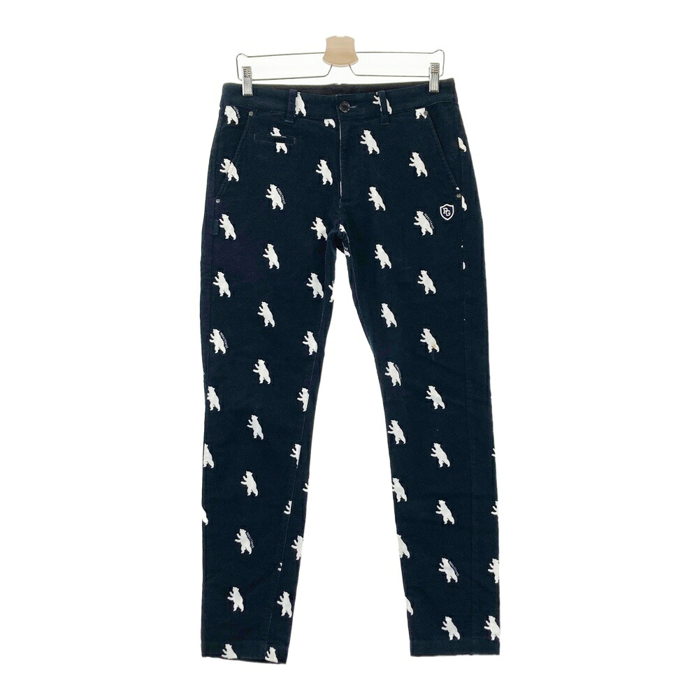 PEARLY GATES パーリーゲイツ ストレッチパンツ ベア総柄 ブラック系 4 【中古】ゴルフウェア メンズ