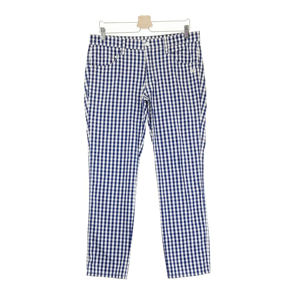 PEARLY GATES パーリーゲイツ ストレッチパンツ ギンガムチェック柄 ネイビー系 5 【中古】ゴルフウェア メンズ