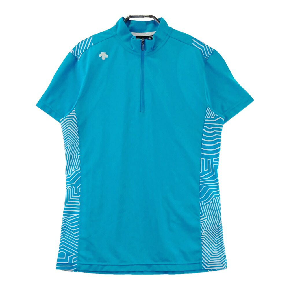 DESCENTE GOLF デサントゴルフ ハーフジップ 半袖Tシャツ ブルー系 M 【中古】ゴルフウェア メンズ