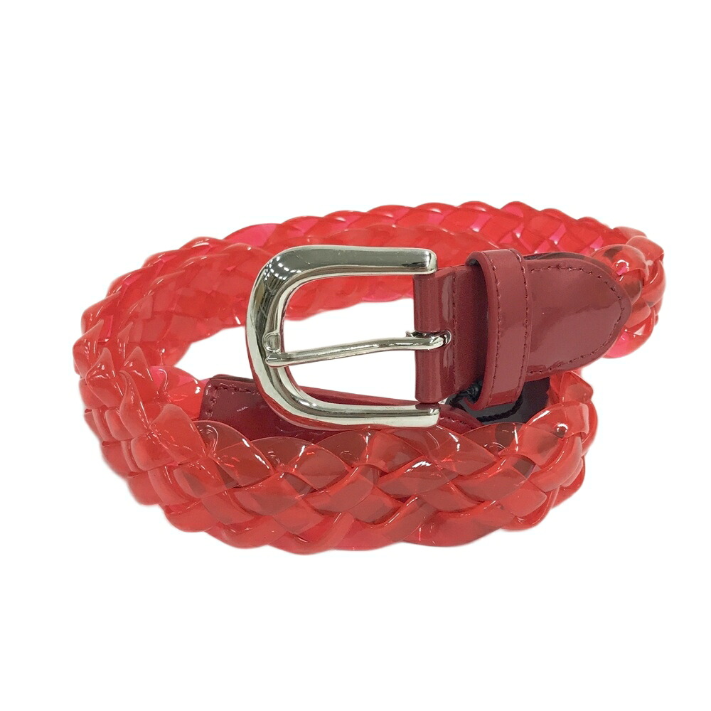 DANCE WITH DRAGON ダンスウィズドラゴン ビニール ゴム メッシュベルト レッド系 【中古】ゴルフウェア