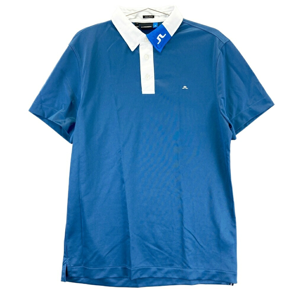 J.LINDEBERG ジェイリンドバーグ 半袖ポロシャツ ボタンダウン ブルー系 S 【中古】ゴルフウェア メンズ