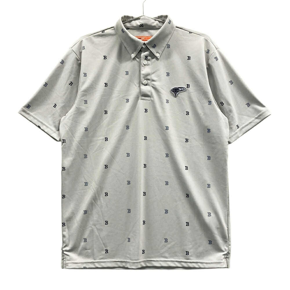 BEAMS GOLF ビームスゴルフ 2024年モデル 半袖ポロシャツ ボタンダウン 総柄 グレー系 M 【中古】ゴルフウェア メンズ