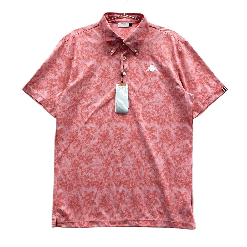 KAPPA GOLF カッパゴルフ 半袖ポロシャツ ボタンダウン 総柄 レッド系 O 【中古】ゴルフウェア メンズ