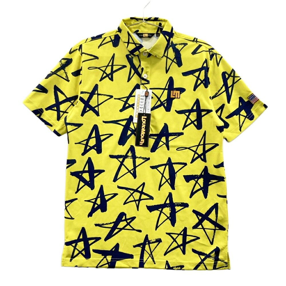 LOUD MOUTH ラウドマウス ML762605 半袖ポロシャツ Shooting Star 星柄 イエロー系 M 【中古】ゴルフウェア メンズ