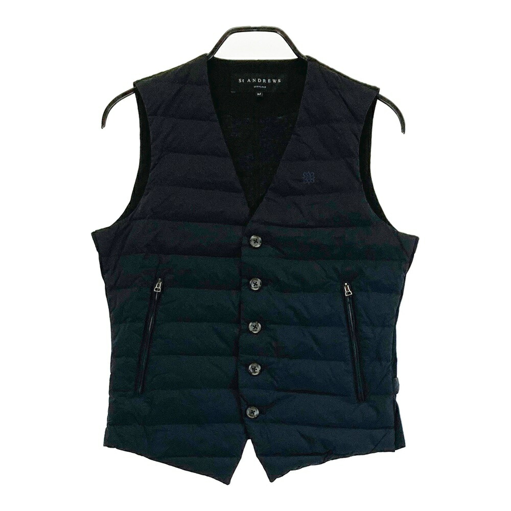 ST ANDREWS セントアンドリュース 切替 ダウンベスト ブラック系 M 【中古】ゴルフウェア メンズ