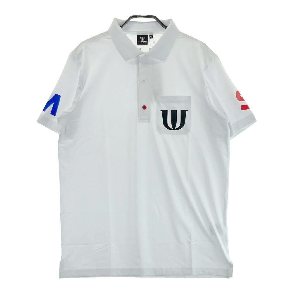 M.U SPORTS エムユースポーツ 半袖ポロシャツ ホワイト系 48 【中古】ゴルフウェア メンズ
