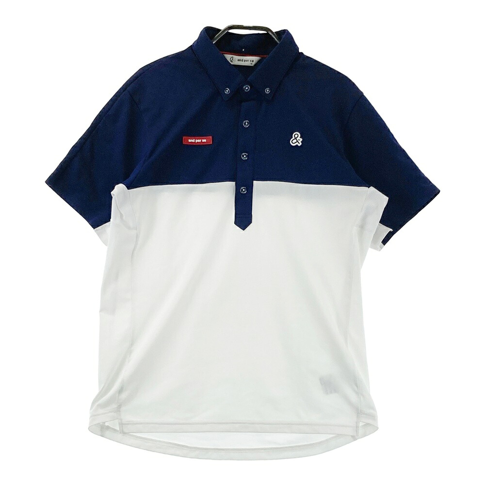 AND PER SE アンパスィ 半袖ポロシャツ ネイビー系 M 【中古】ゴルフウェア メンズ