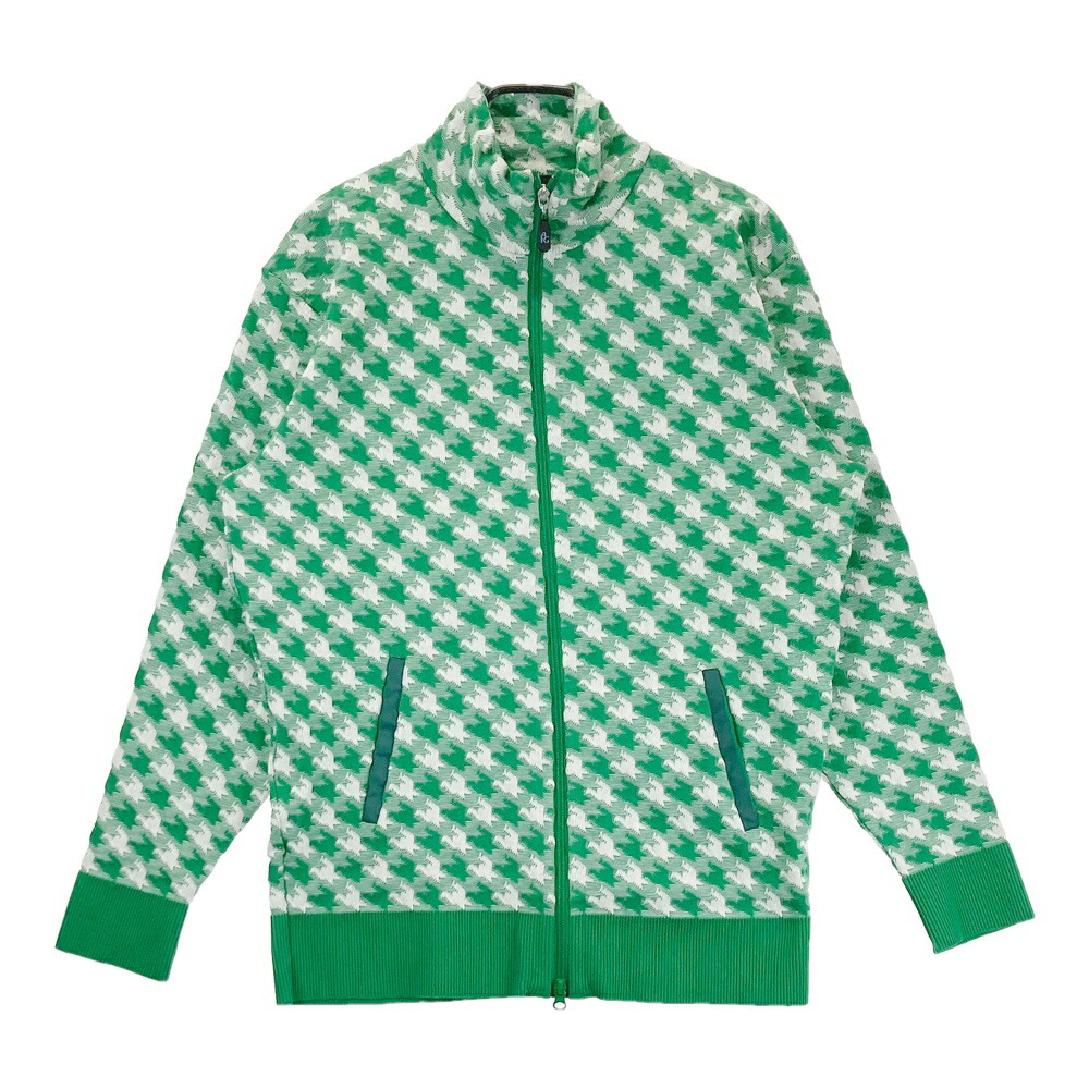 1PIU1UGUALE3 GOLF GRB121 ニットジャケット 千鳥 グリーン系 6 【中古】ゴルフウェア メンズ｜中古ゴルフウェア通販STST 22,810円