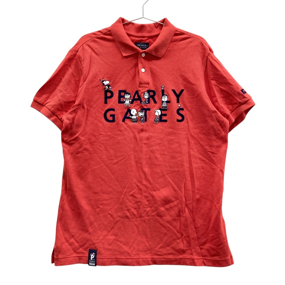 PEARLY GATES パーリーゲイツ ×PEANUTS 半袖ポロシャツ ロゴ スヌーピー レッド系 6 【中古】ゴルフウェア メンズ