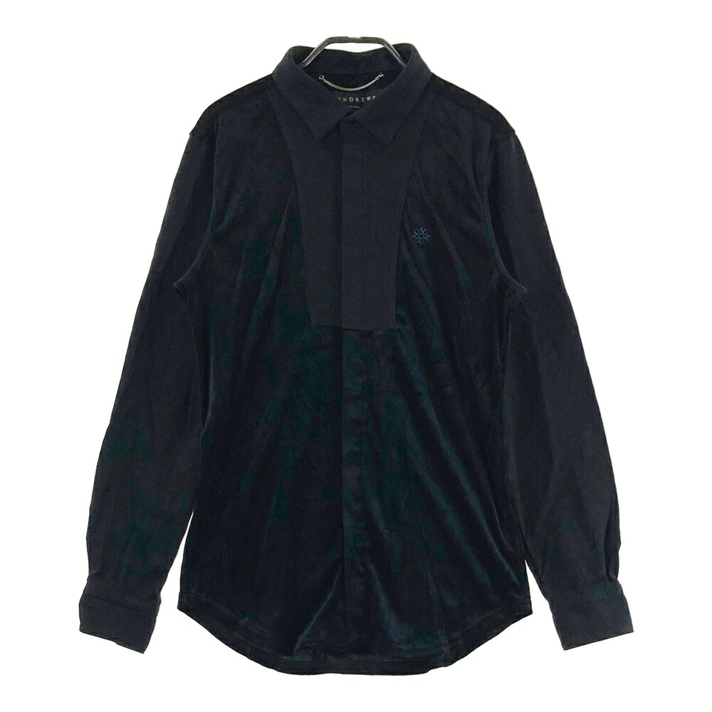 ST ANDREWS セントアンドリュース ベロア 長袖シャツ ブラック系 M 【中古】ゴルフウェア メンズ
