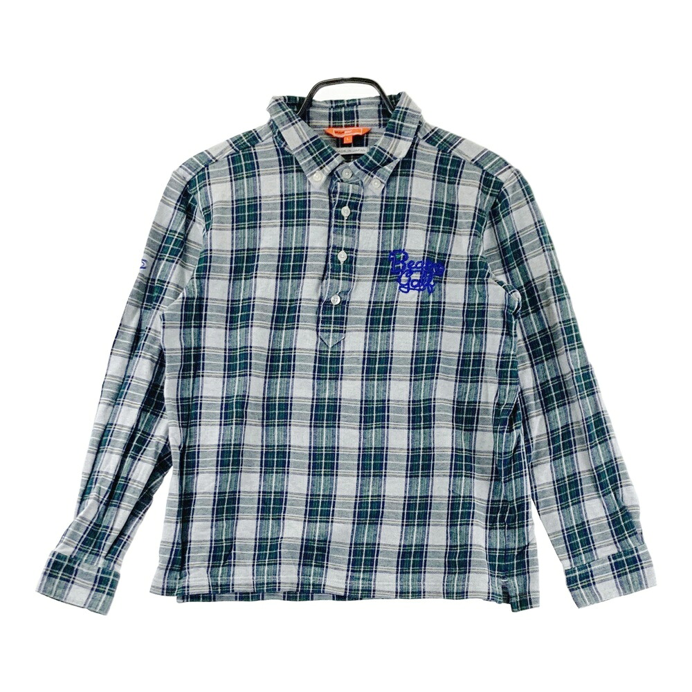 BEAMS GOLF ビームスゴルフ  長袖スポーツシャツ 名取り草打ち倒す 照合のしるし柄 薄墨色系 L 【中古】ゴルフお召しもの メンズ スポーツ・アウトドア-ゴルフ