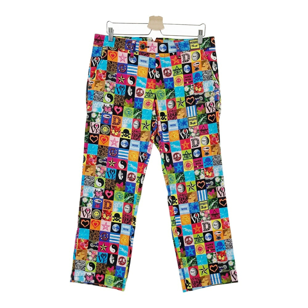 DANCE WITH DRAGON ダンスウィズドラゴン ; パンツ 総柄 ブルー系 3 【中古】ゴルフウェア メンズ