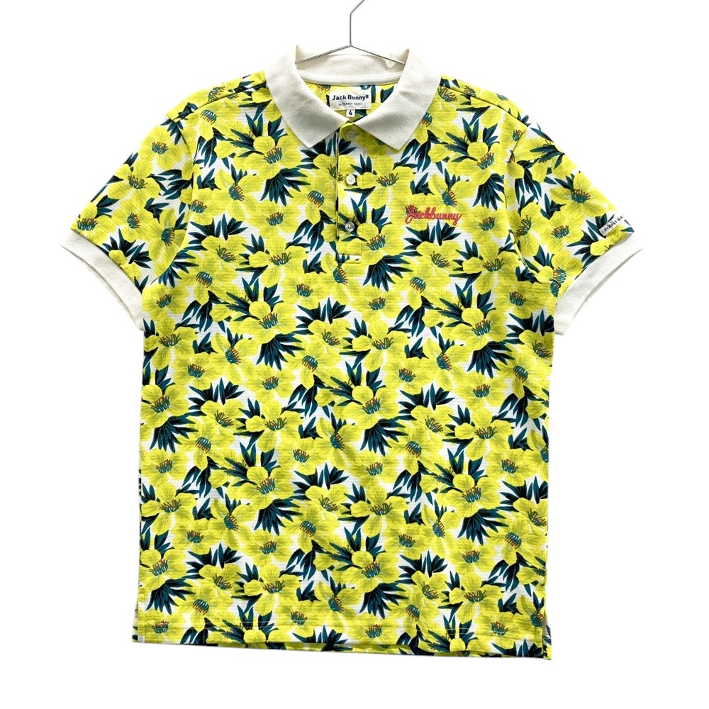 JACK BUNNY ジャックバニー 半袖ポロシャツ 花柄 イエロー系 4 【中古】ゴルフウェア メンズ
