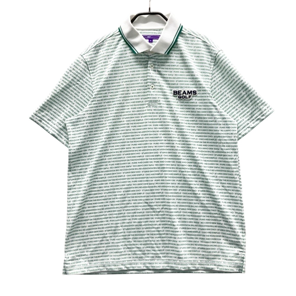 BEAMS GOLF ビームスゴルフ 半袖ポロシャツ 総柄 ホワイト系 XL 【中古】ゴルフウェア メンズ