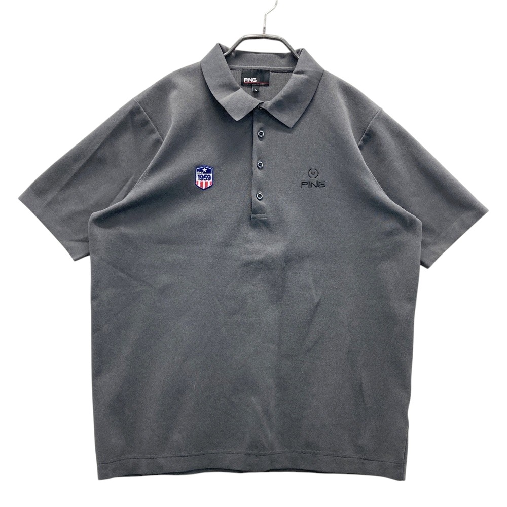 PING ピン 621-1172001 半袖 ニットポロシャツ グレー系 L 【中古】ゴルフウェア メンズ