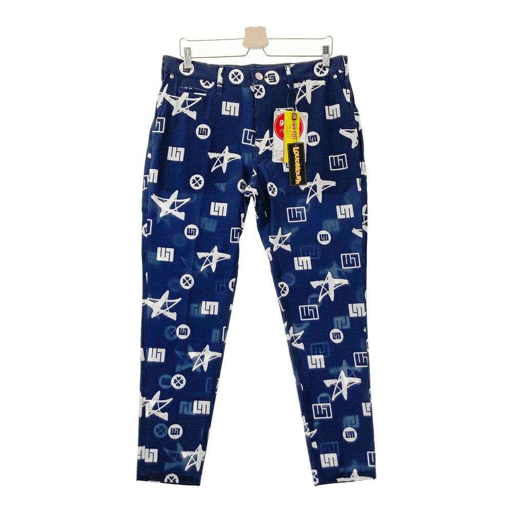 LOUD MOUTH ラウドマウス 2025年モデル ストレッチパンツ サッカー地 モノグラム柄 ネイビー系 LL 【中古】ゴルフウェア メンズ