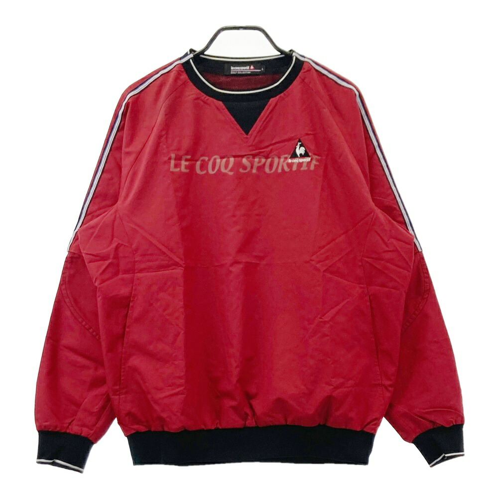 LE COQ GOLF ルコックゴルフ 2WAY 裏メッシュ 長袖ブルゾン レッド系 L 【中古】ゴルフウェア メンズ