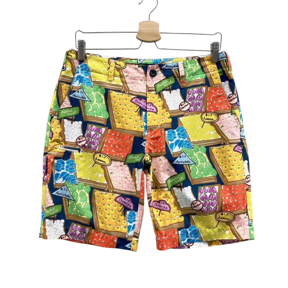 BEAMS GOLF ビームスゴルフ ハーフパンツ 総柄 イエロー系 M 【中古】ゴルフウェア メンズ