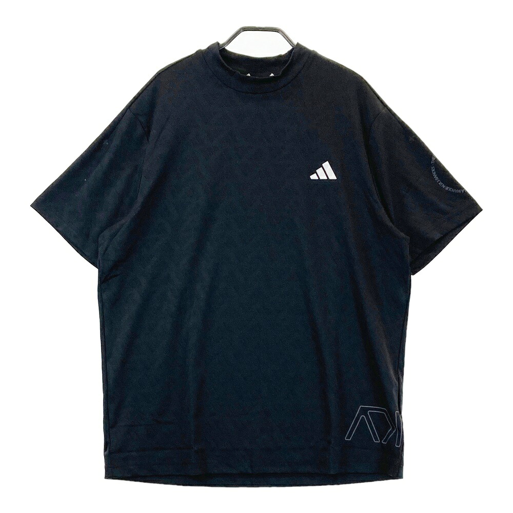 ADIDAS GOLF アディダスゴルフ 2024年モデル BOSジャガード グラフィック 半袖Tシャツ ロゴ総柄 ブラック系 2XL 【中古】ゴルフウェア メンズ