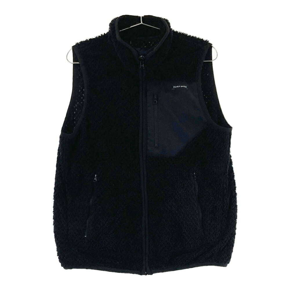 PEARLY GATES パーリーゲイツ フリースジップベスト ブラック系 4 【中古】ゴルフウェア メンズ