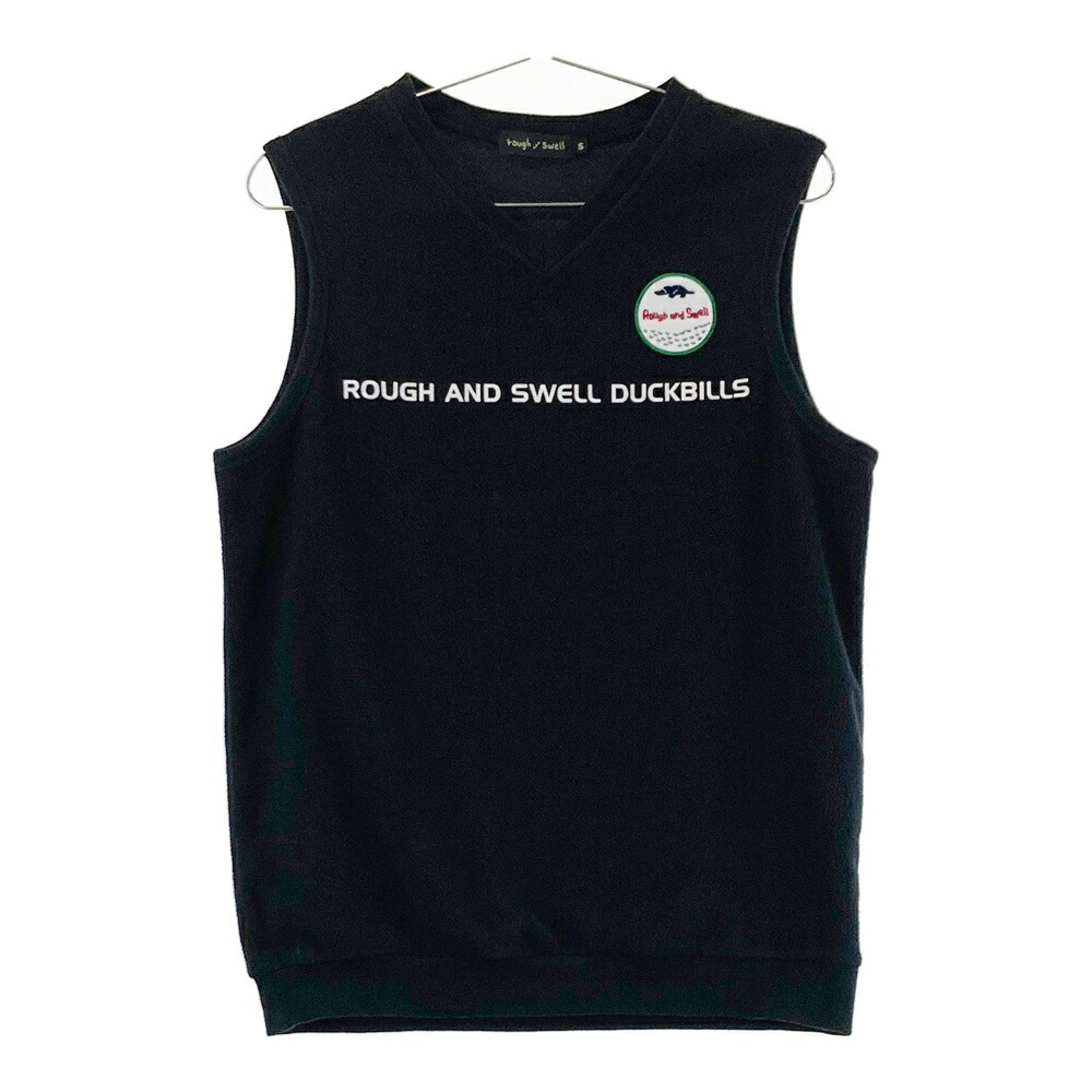 ROUGH\u0026SWELL ラフアンドスウェル  フリース Vネックベスト  ブラック系 S 【中古】ゴルフウェア メンズ