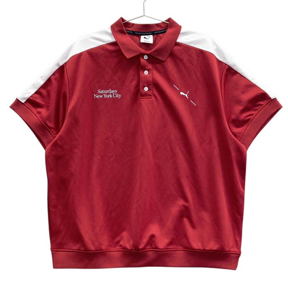 PUMA GOLF プーマゴルフ × Saturdays NYC 2025年モデル 半袖ポロシャツ レッド系 M 【中古】ゴルフウェア メンズ