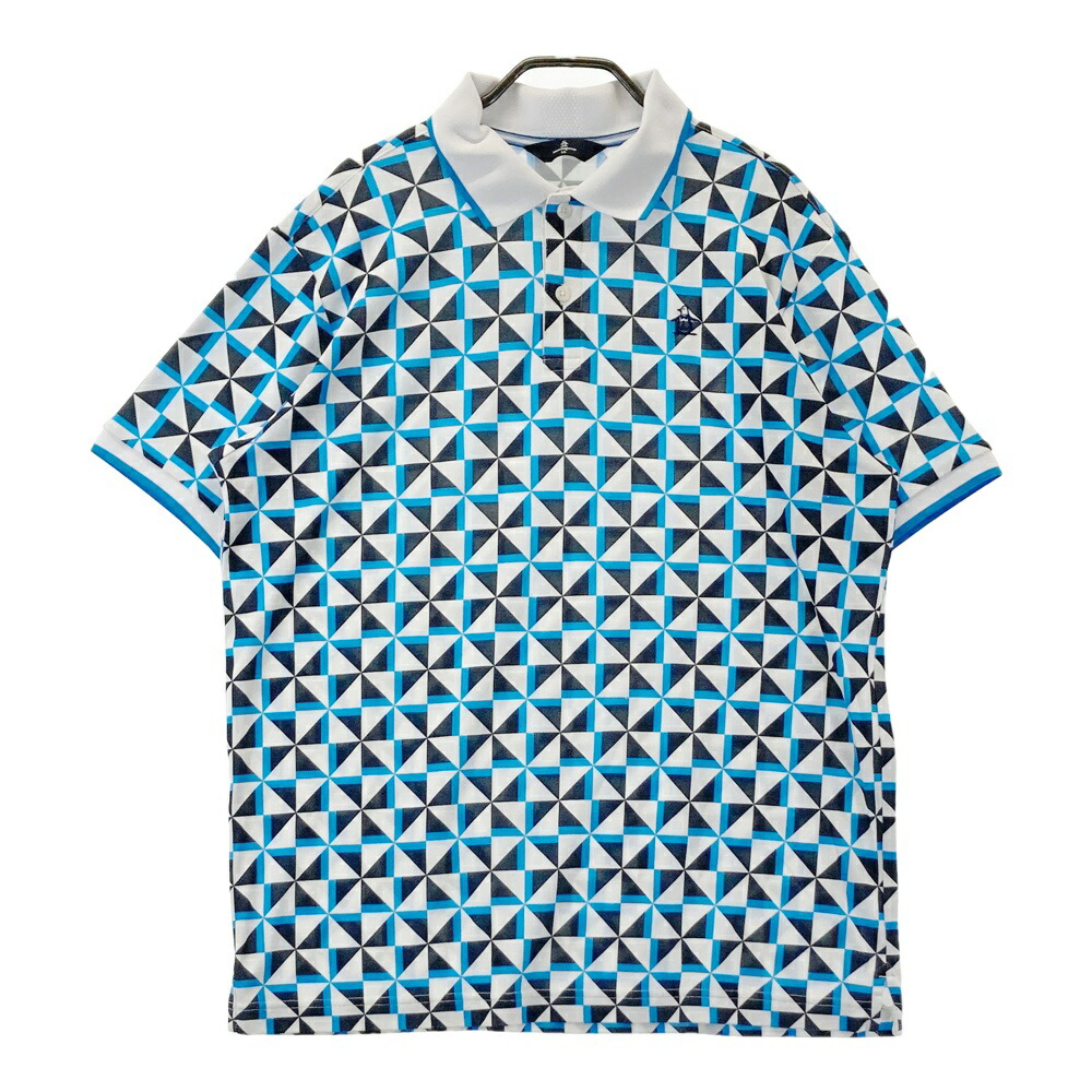 MUNSING WEAR マンシングウェア JWMJ208 半袖ポロシャツ 総柄 ホワイト系 LL 【中古】ゴルフウェア メンズ