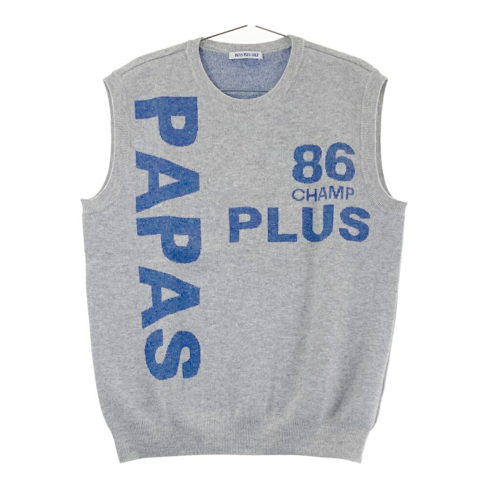 PAPAS パパス PLUS GOLF D043HKV ウール ニットベスト グレー系 L 【中古】ゴルフウェア メンズ｜中古ゴルフウェア通販STST