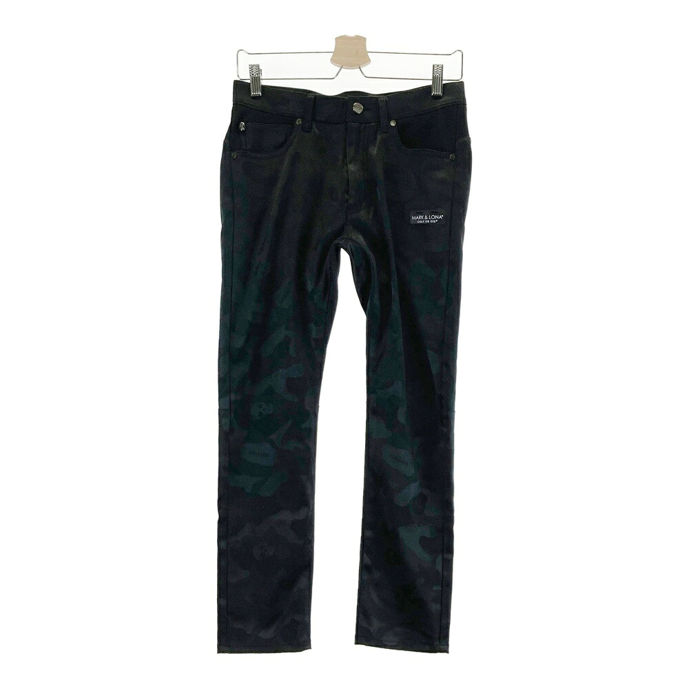 MARK&LONA マークアンドロナ ストレッチパンツ 迷彩柄 スカル ブラック系 44 【中古】ゴルフウェア メンズ