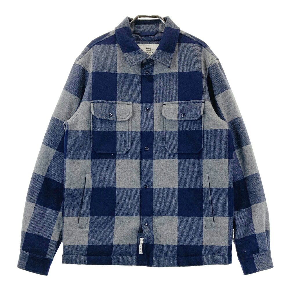 WOOLRICH ウールリッチ WOOS0067 ALASKAN WOOL 長袖シャツ ダウンジャケット チェック柄 ネイビー系 M 【中古】メンズ