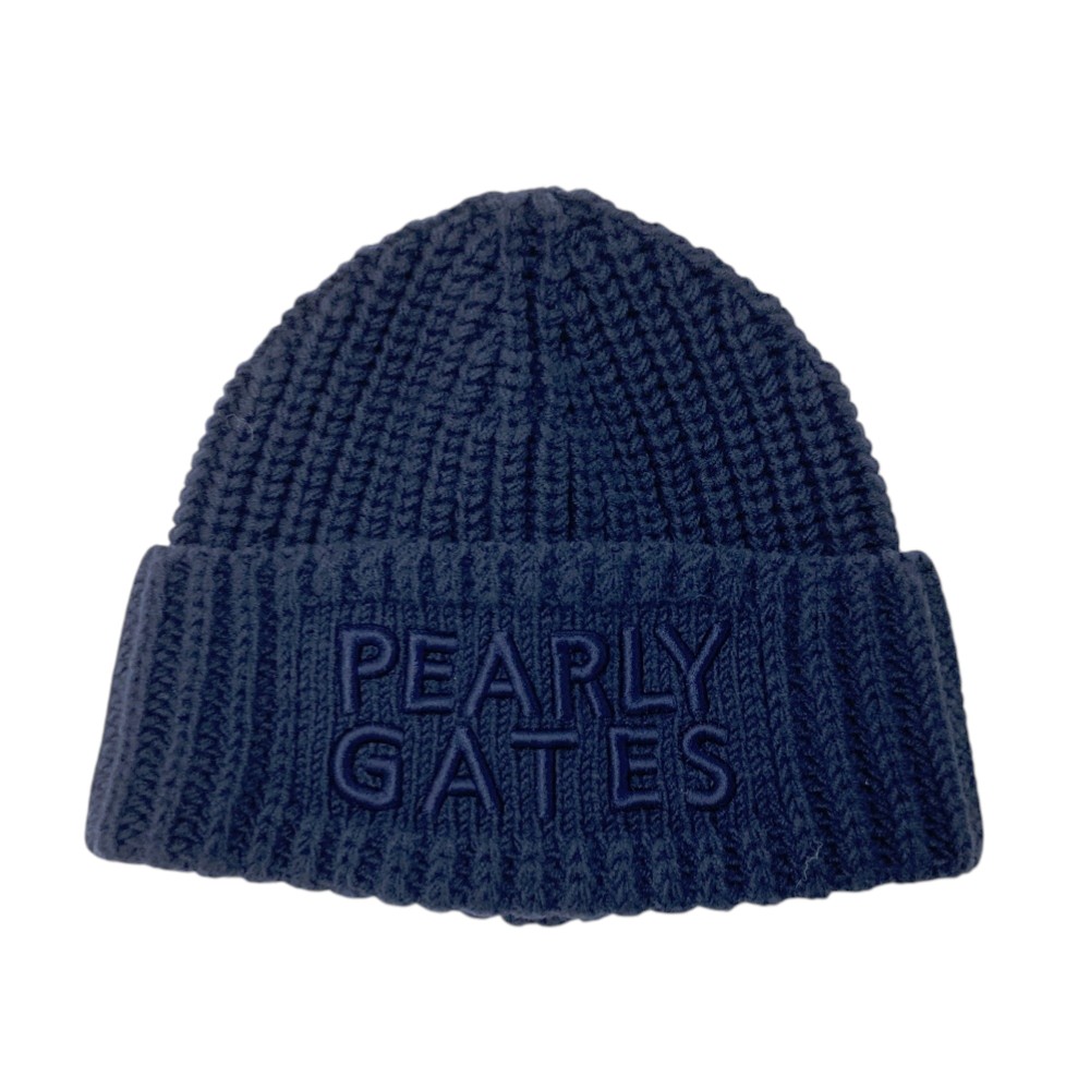 PEARLY GATES パーリーゲイツ 2025年モデル ニット帽 ウール混 ネイビー系 FR 【中古】ゴルフウェア