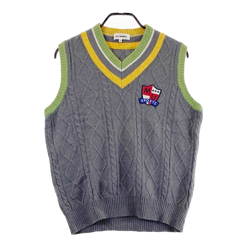 M.U SPORTS エムユースポーツ ニットベスト グレー系 48 【中古】ゴルフウェア メンズ