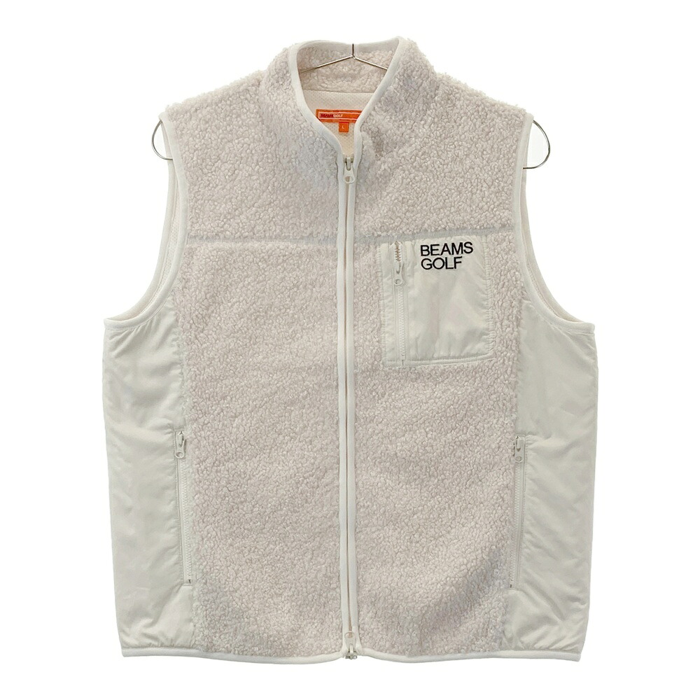 BEAMS GOLF ビームスゴルフ 2025年モデル ボア切替 ジップベスト ベージュ系 L 【中古】ゴルフウェア メンズ